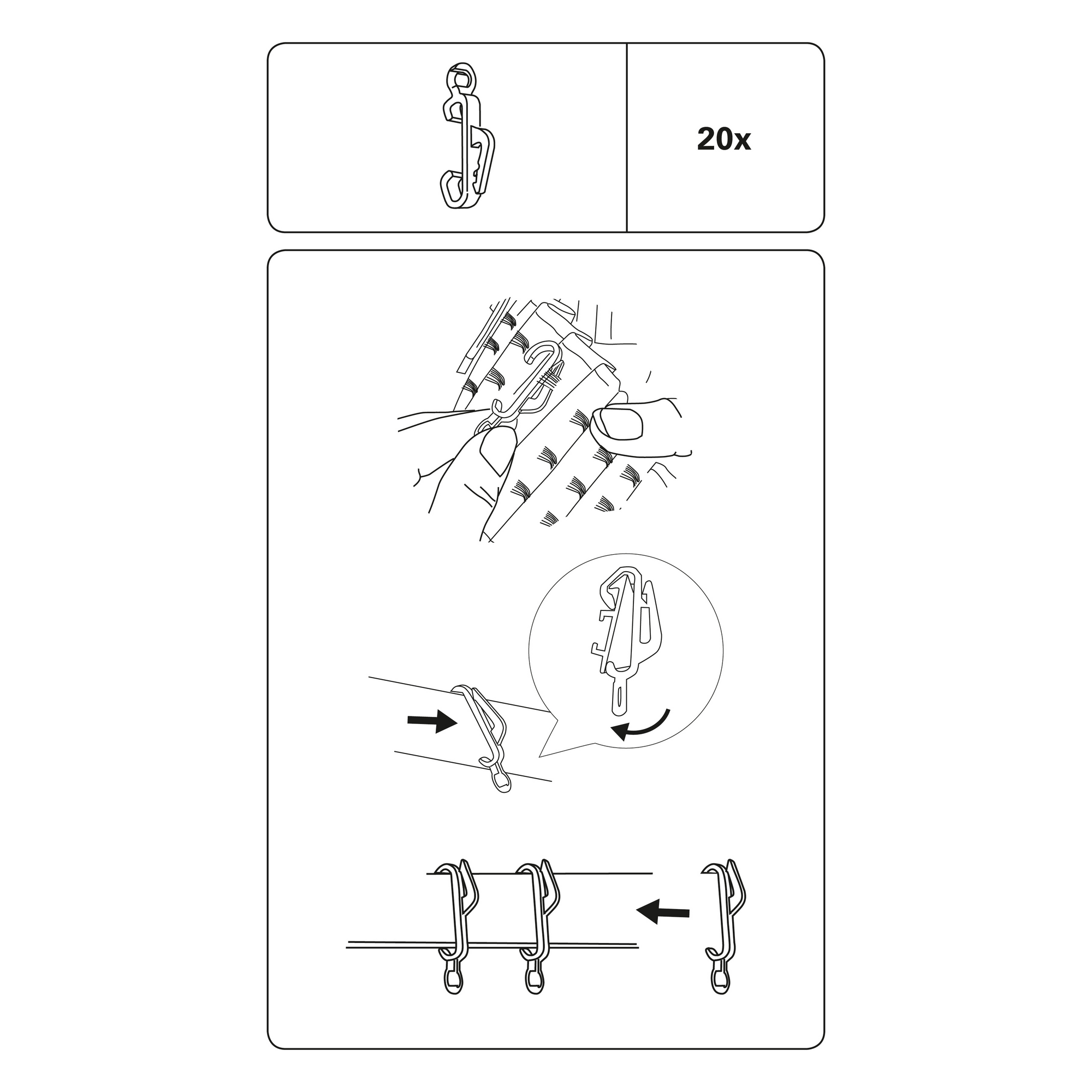 Gardinen-Clip-Gleiter weiß 20 Stück