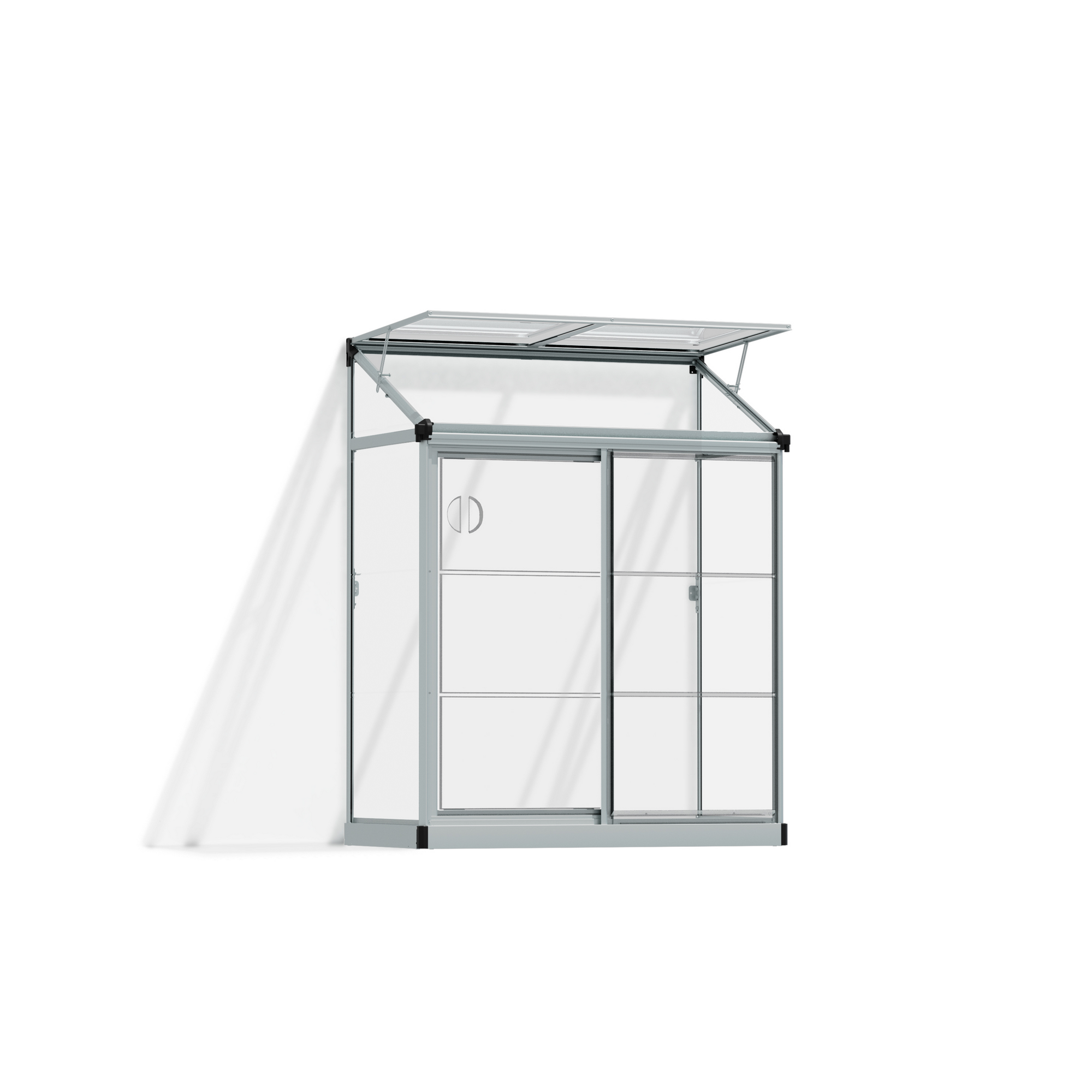 Minigewächshaus 'Lean To' 63,5 x 125 cm mit klaren 0,7 mm Polycarbonatplatten silbern