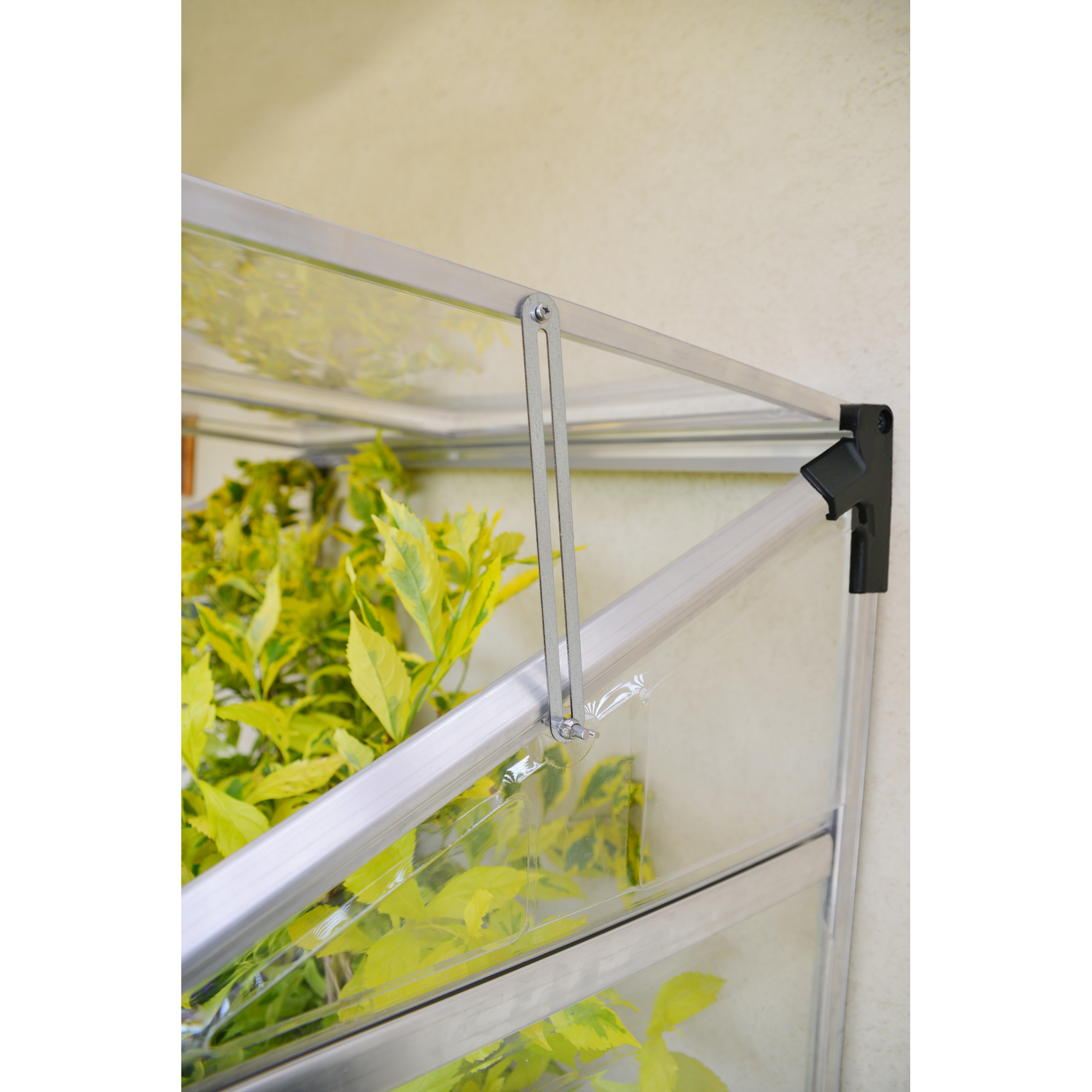 Minigewächshaus 'Lean To' 63,5 x 125 cm mit klaren 0,7 mm Polycarbonatplatten silbern