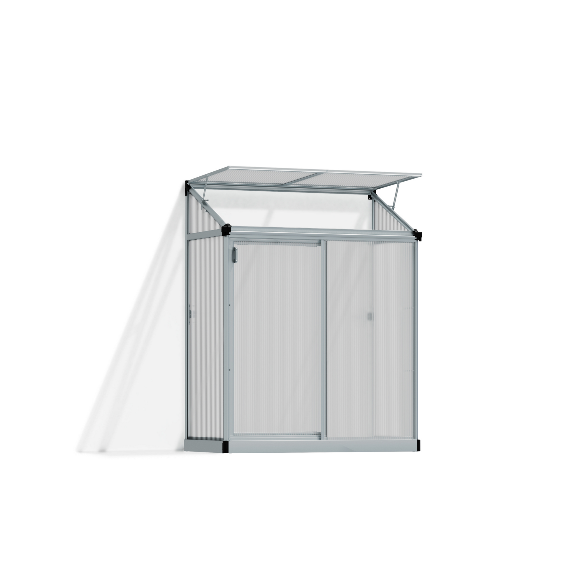 Minigewächshaus 'Lean To' 63,5 x 125 cm mit 4 mm Hohlkammerplatten silbern