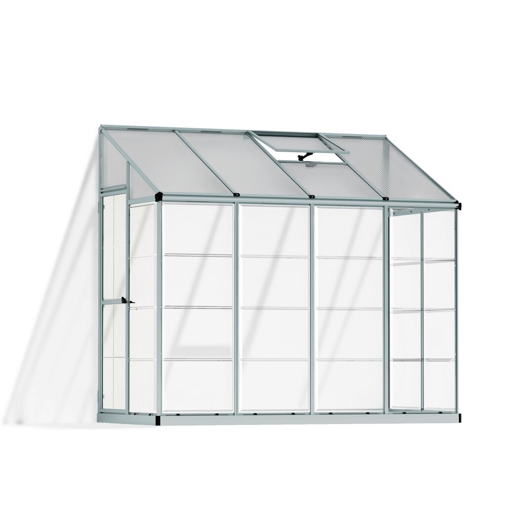 Minigewächshaus 'Lean To' 123,8 x 243,8 cm mit 4 mm Hohlkammerplatten silbern