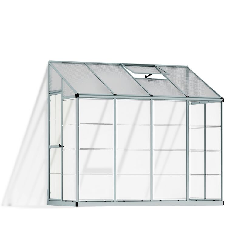 Minigewächshaus 'Lean To' 123,8 x 243,8 cm mit 4 mm Hohlkammerplatten silbern