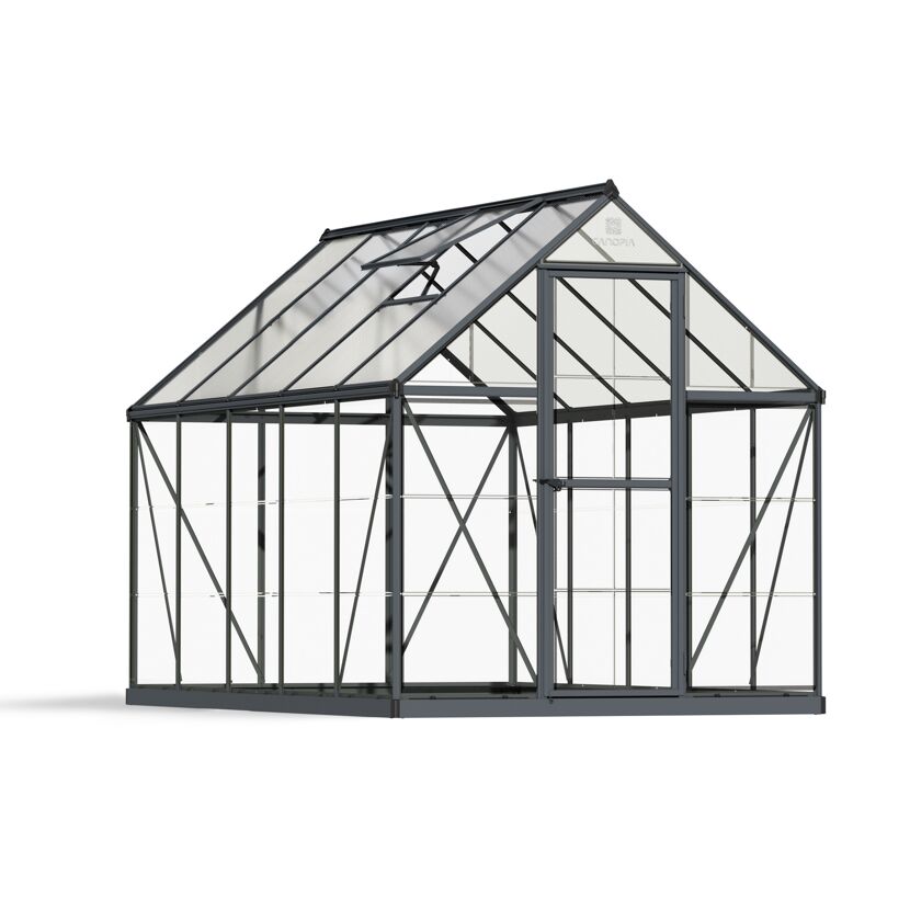 Gewächshaus 'Hybrid' 185 x 306 cm mit 4 mm Hohlkammerplatten grau