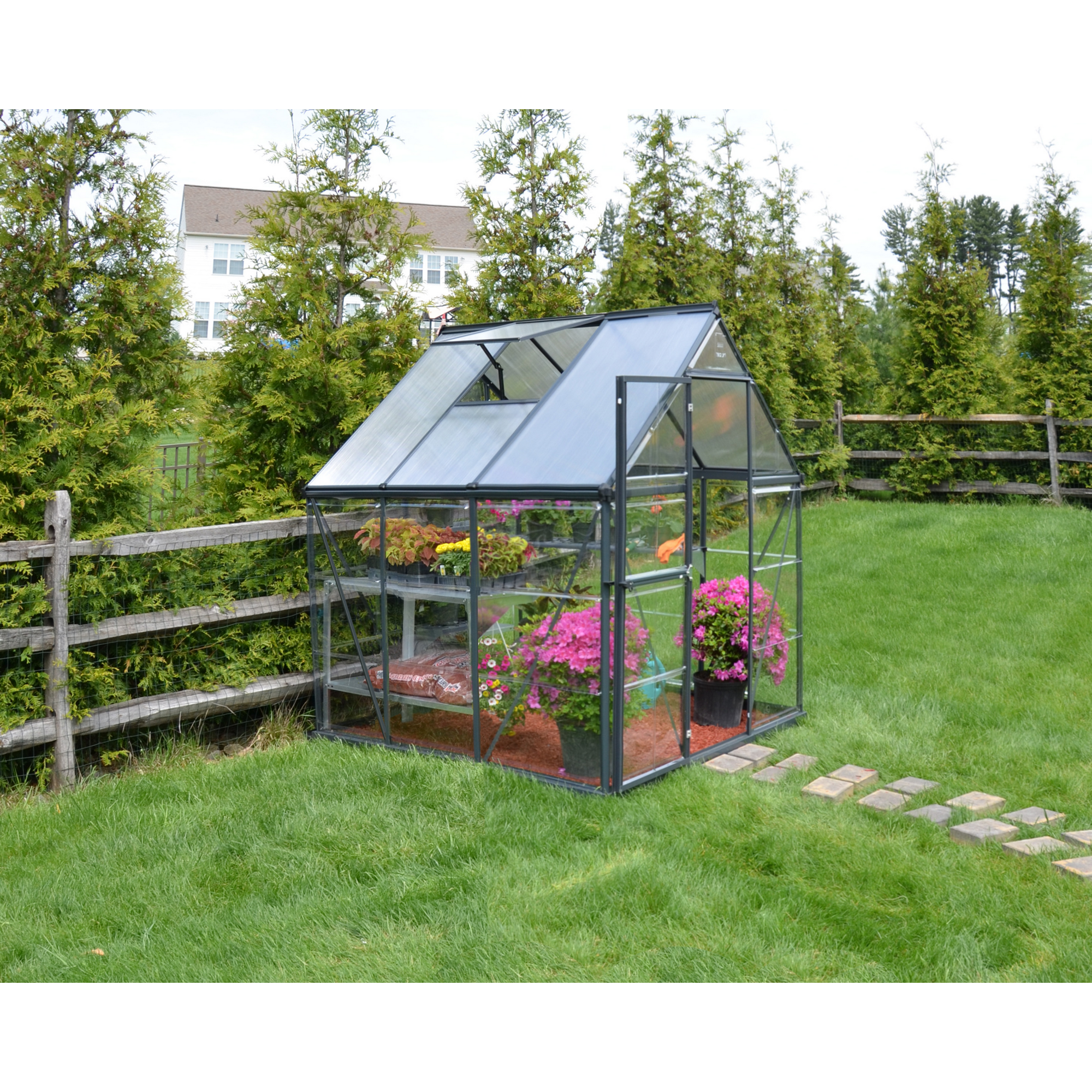 Gewächshaus 'Hybrid' 185 x 186 cm mit 4 mm Hohlkammerplatten grau