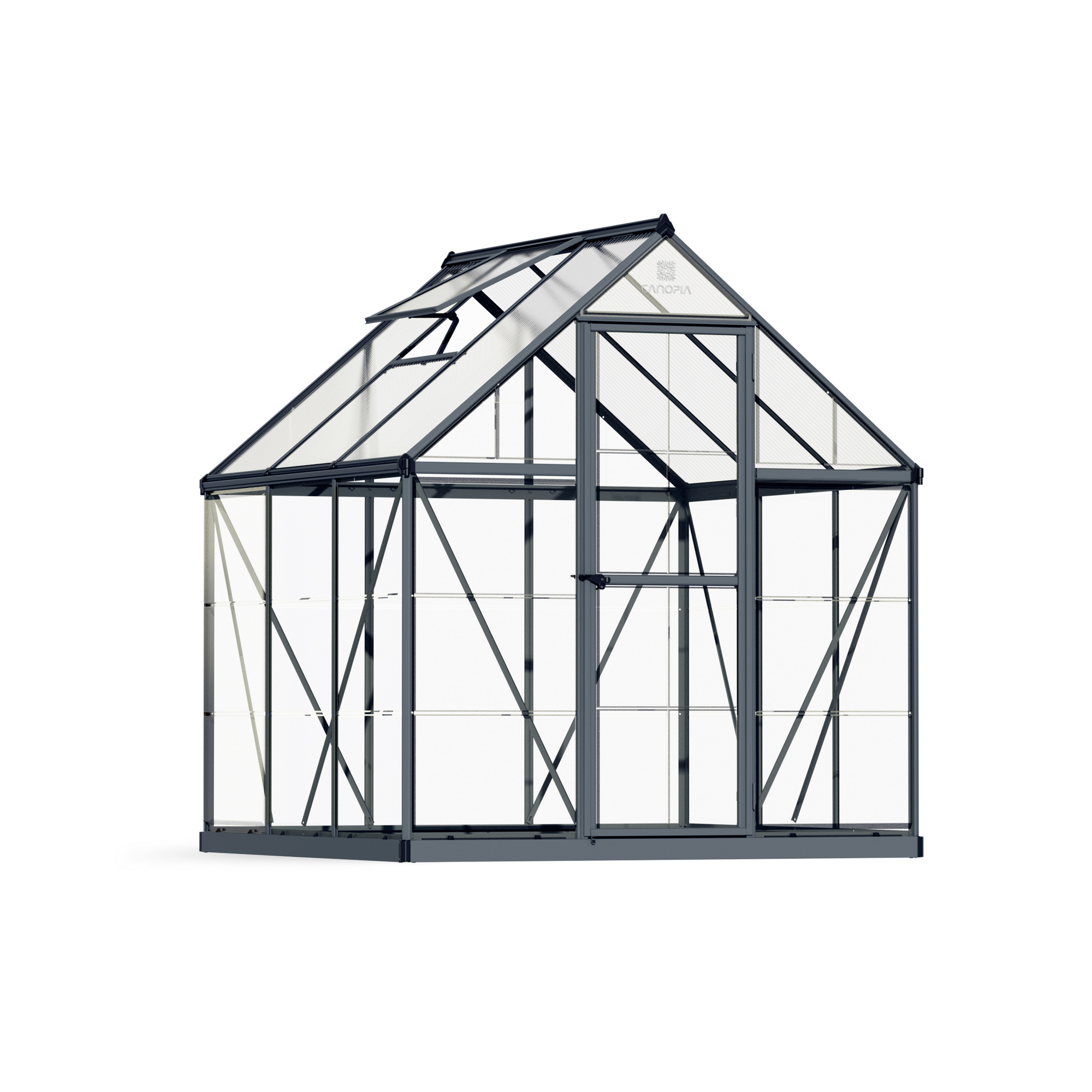 Palram-Canopia Gewächshaus ‚Hybrid‘ 185 x 186 cm mit 4 mm Hohlkammerplatten grau