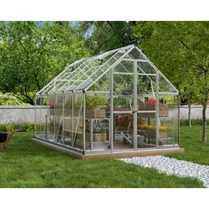 Gewächshaus 'Octave' 244 x 367 cm mit klaren 0,7 mm Polycarbonatplatten silbern
