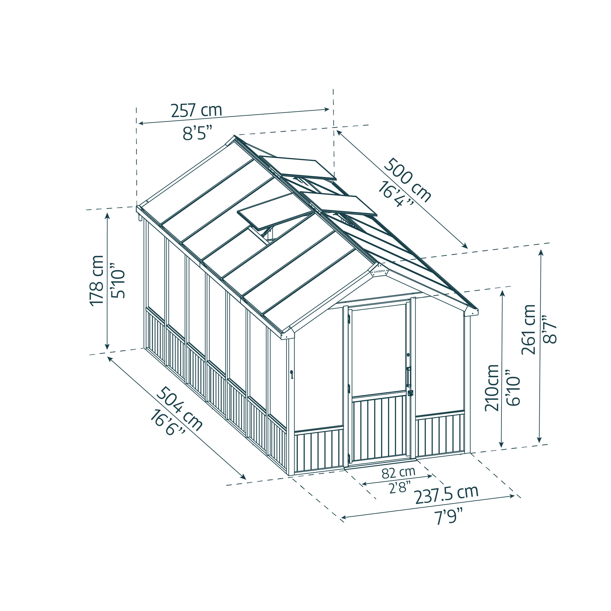 Gewächshaus 'Natura' Zedernholz 237,4 x 504 cm mit 6 mm Doppelstegplatten braun