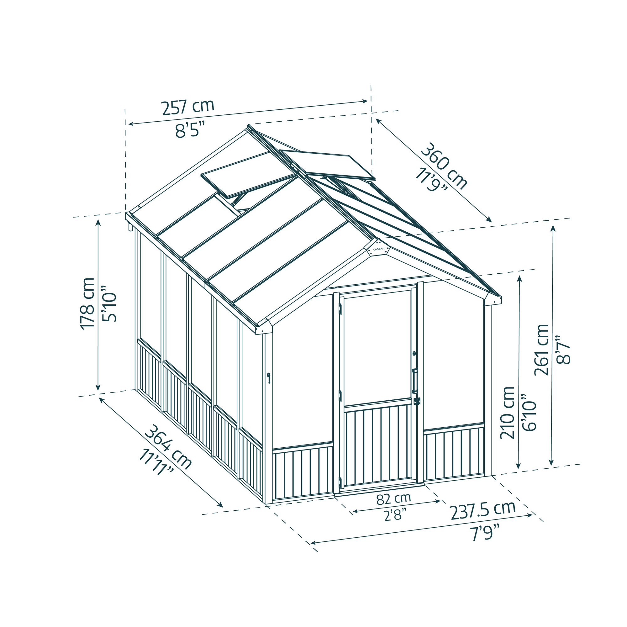 Gewächshaus 'Natura' Zedernholz 237,4 x 364 cm mit 6 mm Doppelstegplatten braun