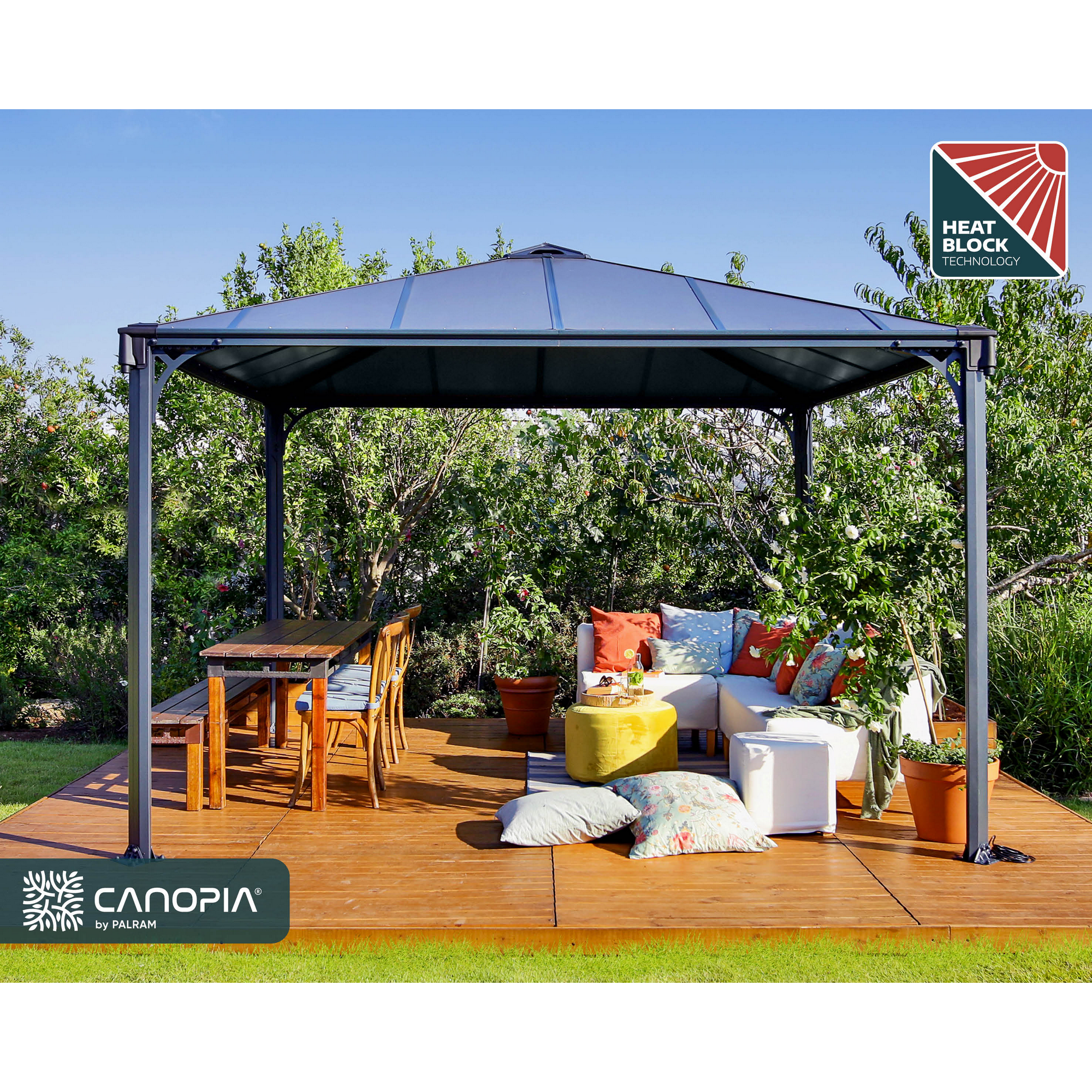 Pavillon 'Palermo' anthrazit 360 x 360 cm Polycarbonat grau