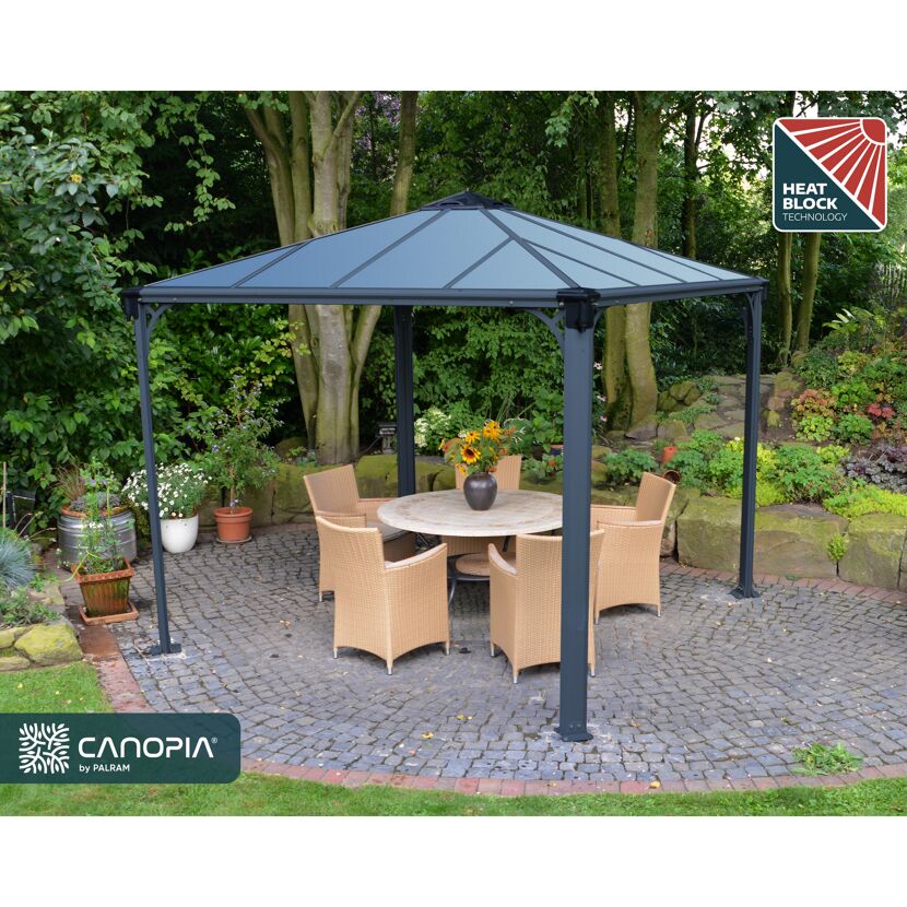 Pavillon 'Palermo' anthrazit 295 x 295 cm Polycarbonat grau