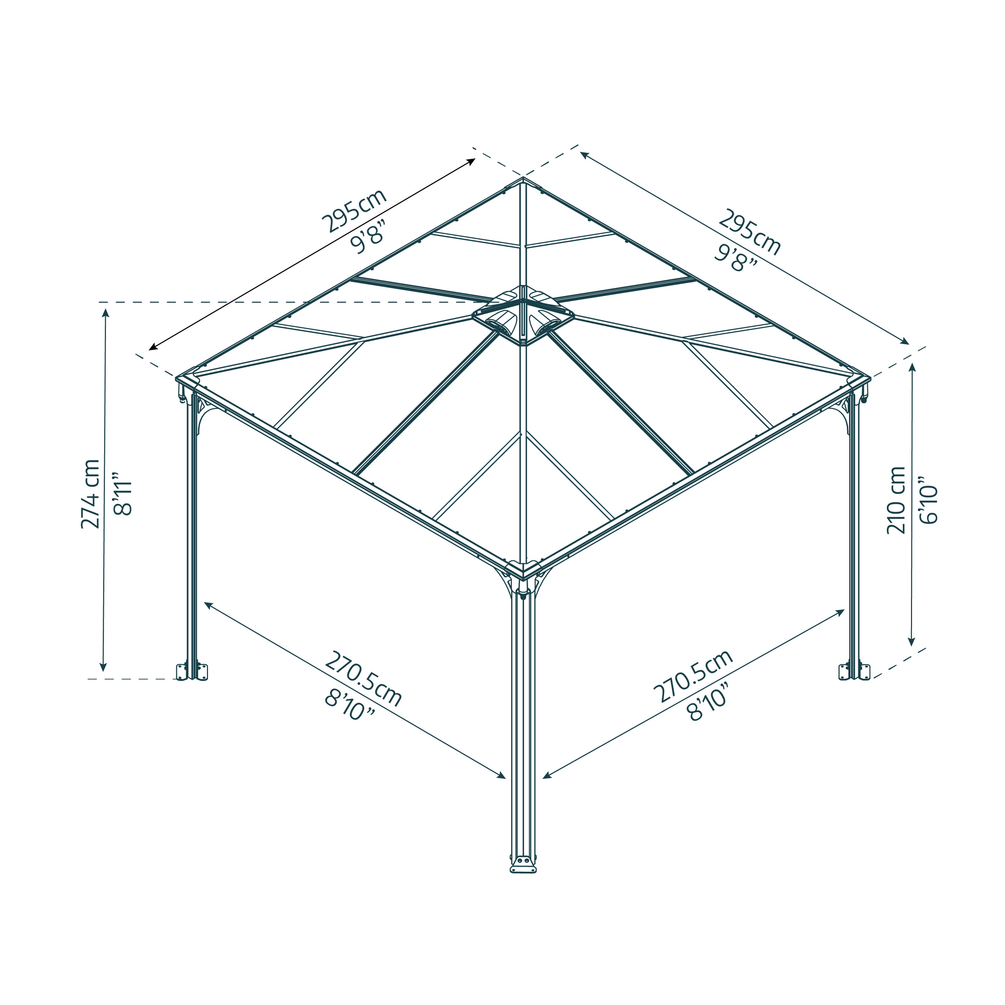 Pavillon 'Palermo' anthrazit 295 x 295 cm Polycarbonat grau