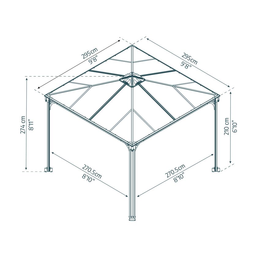 Pavillon 'Palermo' anthrazit 295 x 295 cm Polycarbonat grau