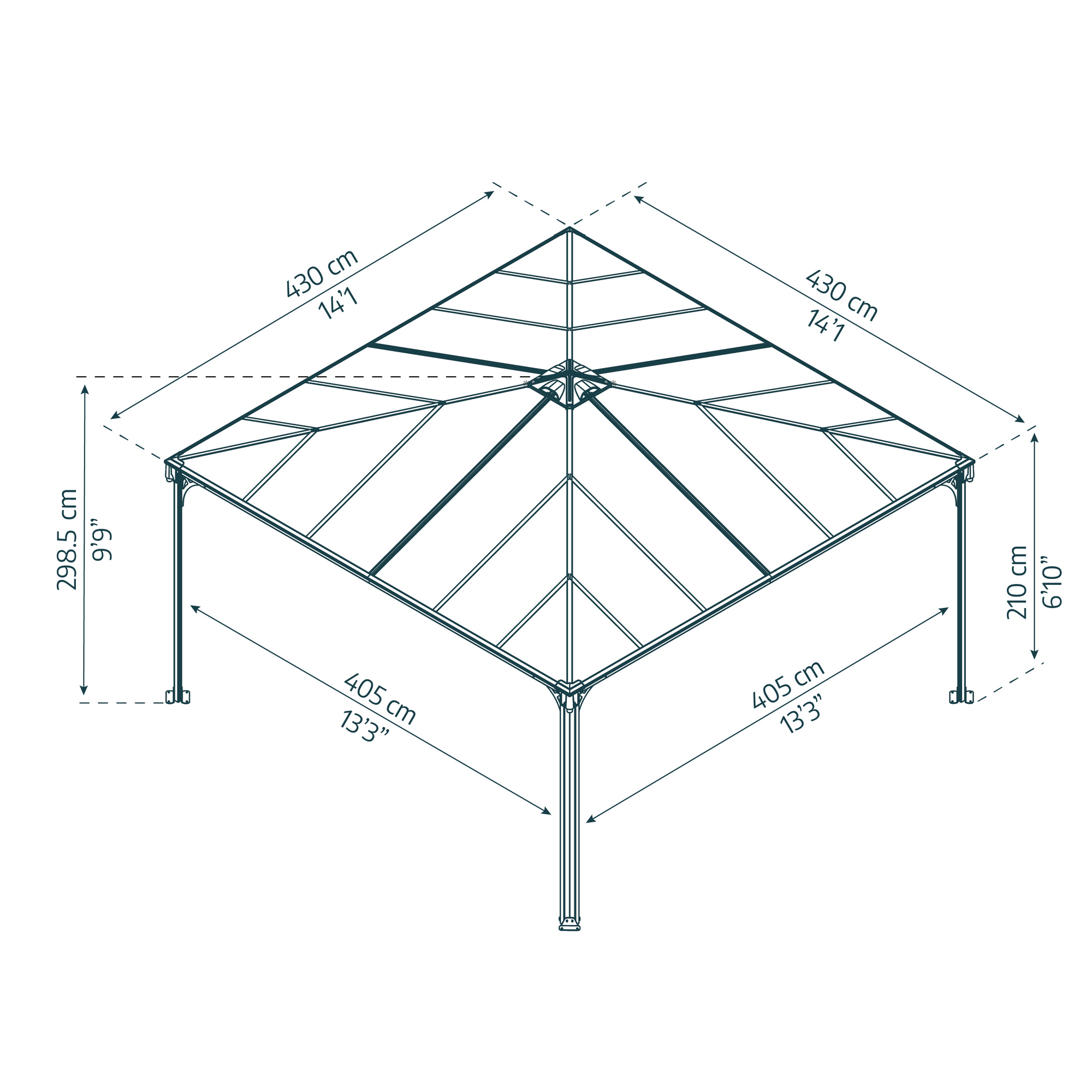 Pavillon 'Palermo' anthrazit 429 x 429 cm Polycarbonat grau