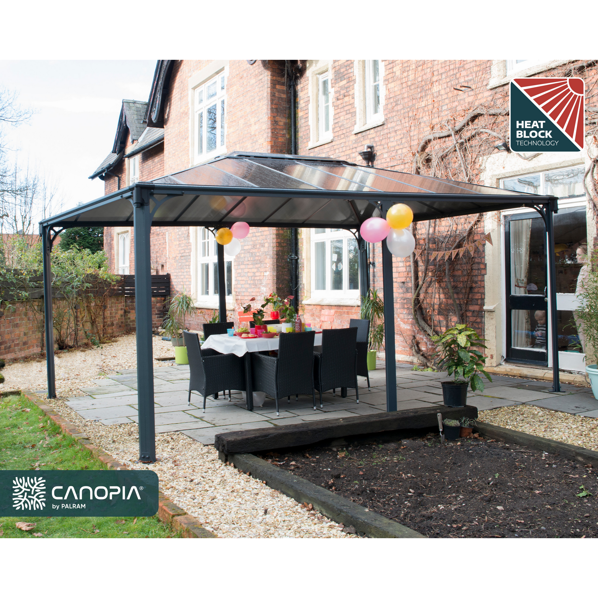 Pavillon 'Martinique' anthrazit 359 x 493 cm Polycarbonat grau