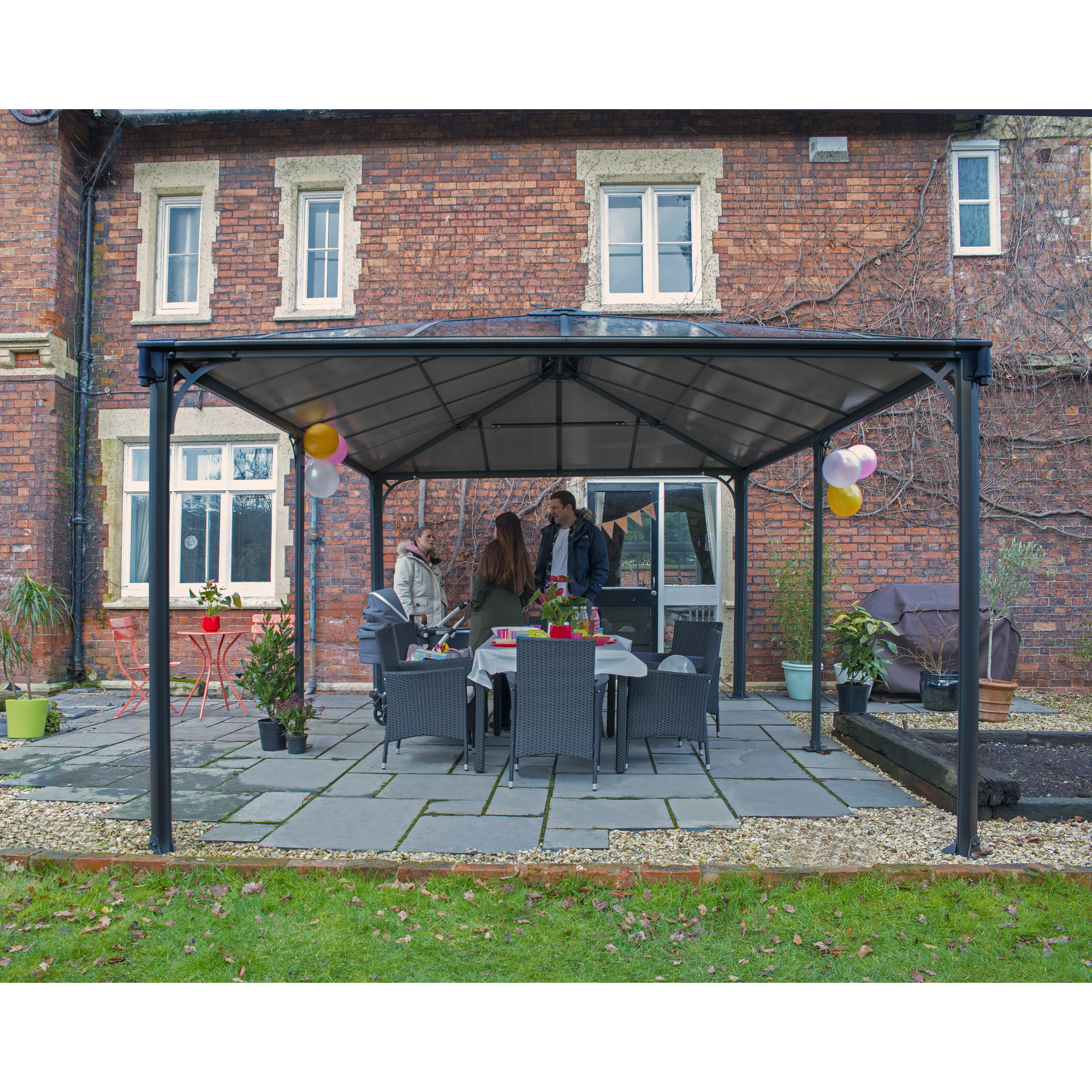 Pavillon 'Martinique' anthrazit 359 x 493 cm Polycarbonat grau