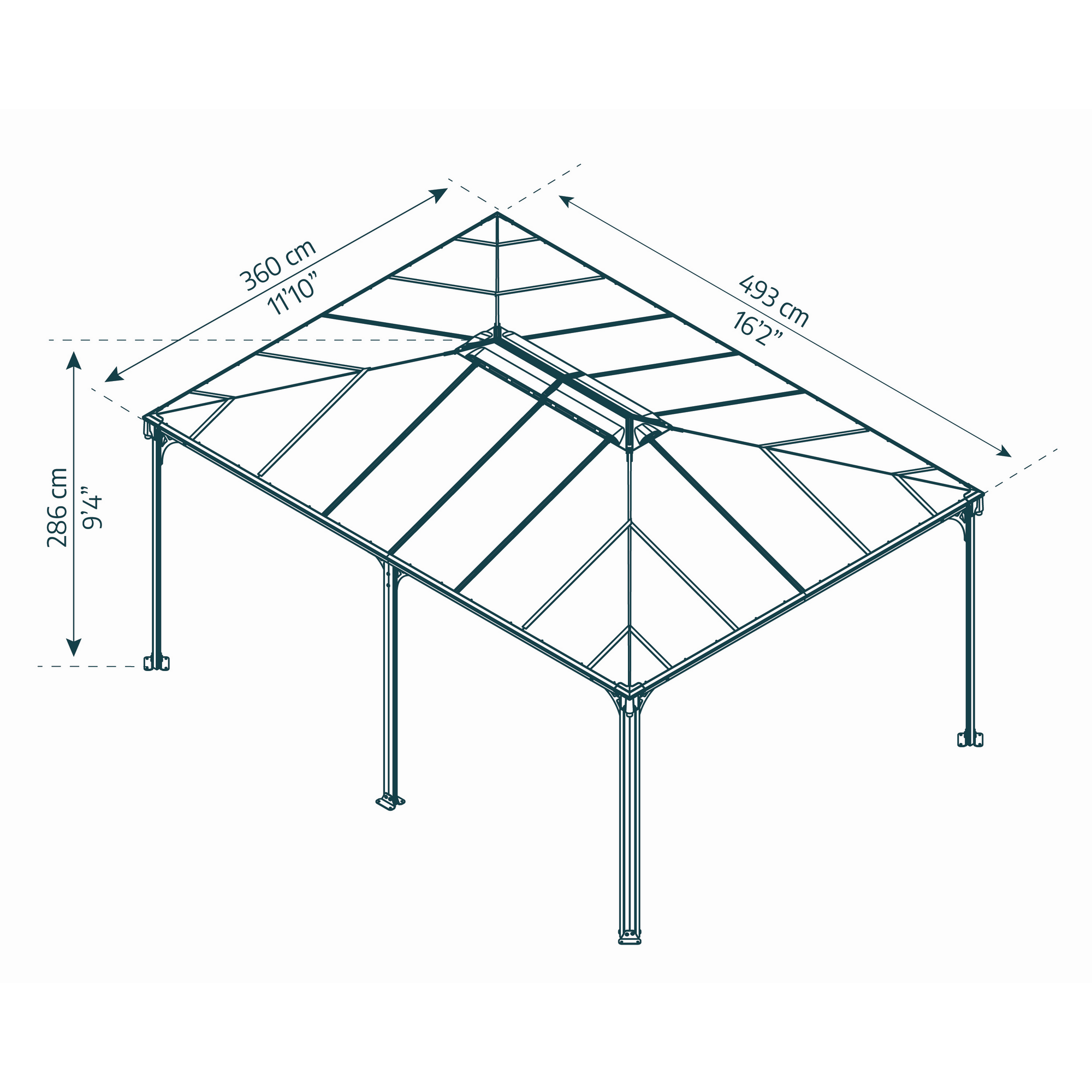 Pavillon 'Martinique' anthrazit 359 x 493 cm Polycarbonat grau
