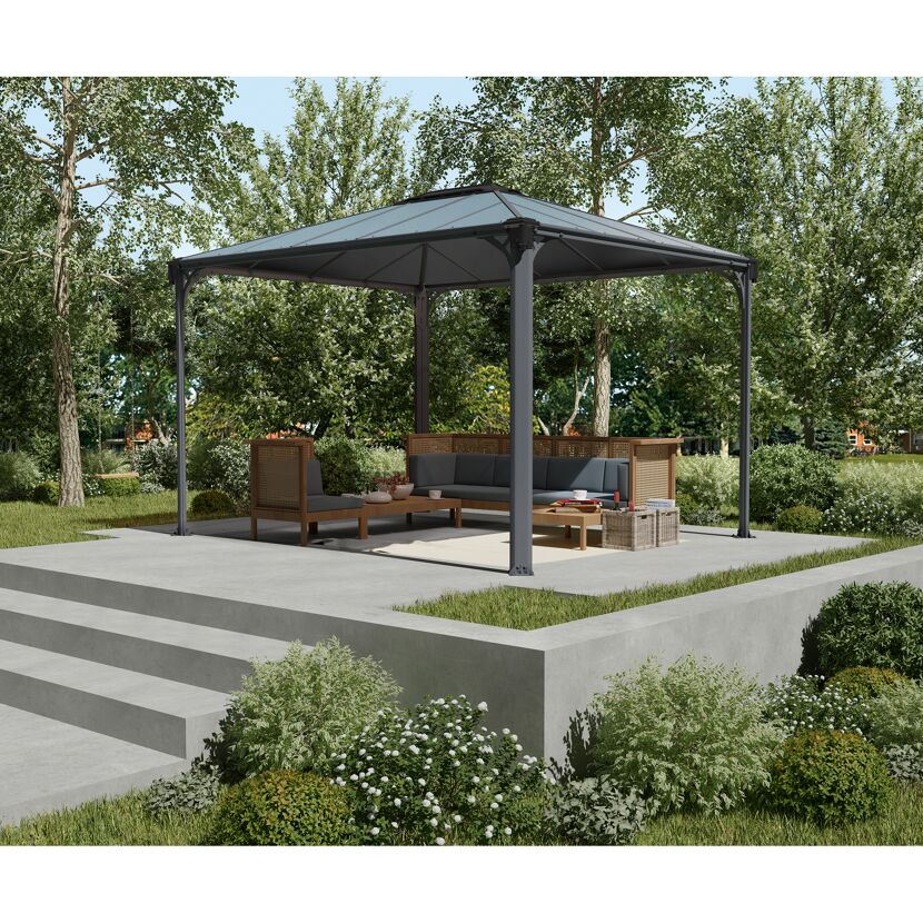 Pavillon 'Martinique' anthrazit 296 x 360 cm Polycarbonat grau