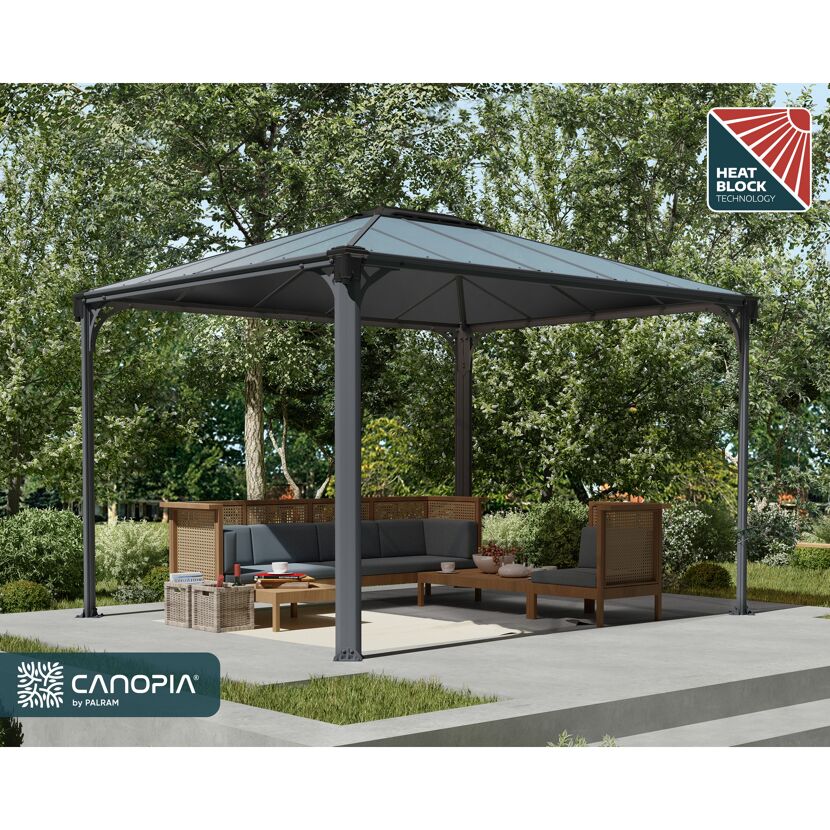 Pavillon 'Martinique' anthrazit 296 x 360 cm Polycarbonat grau