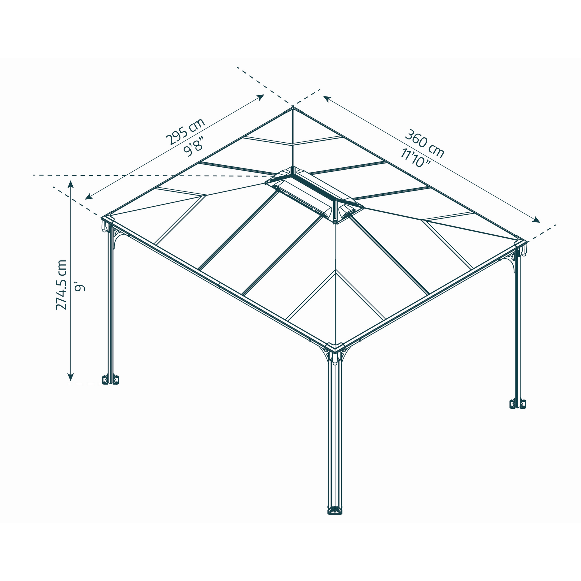 Pavillon 'Martinique' anthrazit 296 x 360 cm Polycarbonat grau
