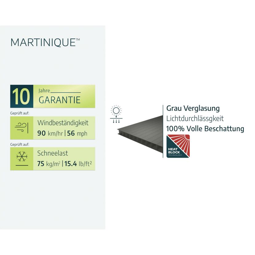 Pavillon 'Martinique' anthrazit 296 x 360 cm Polycarbonat grau