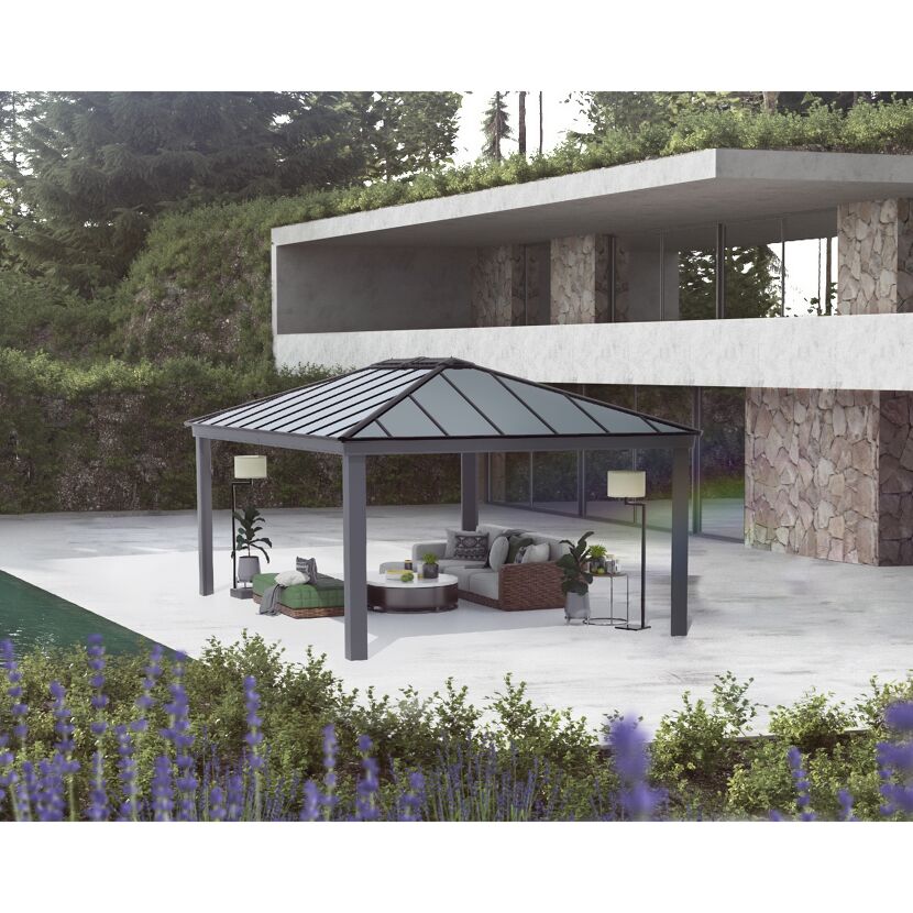 Pavillon 'Dallas' anthrazit 422 x 607 cm Polycarbonat grau