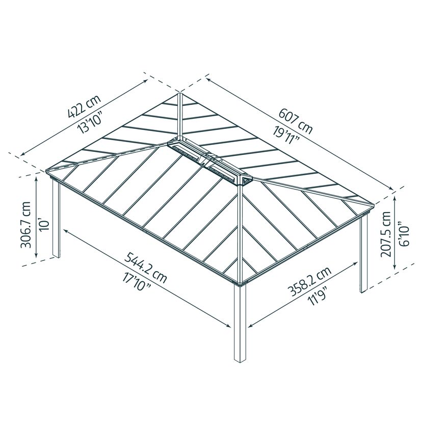 Pavillon 'Dallas' anthrazit 422 x 607 cm Polycarbonat grau