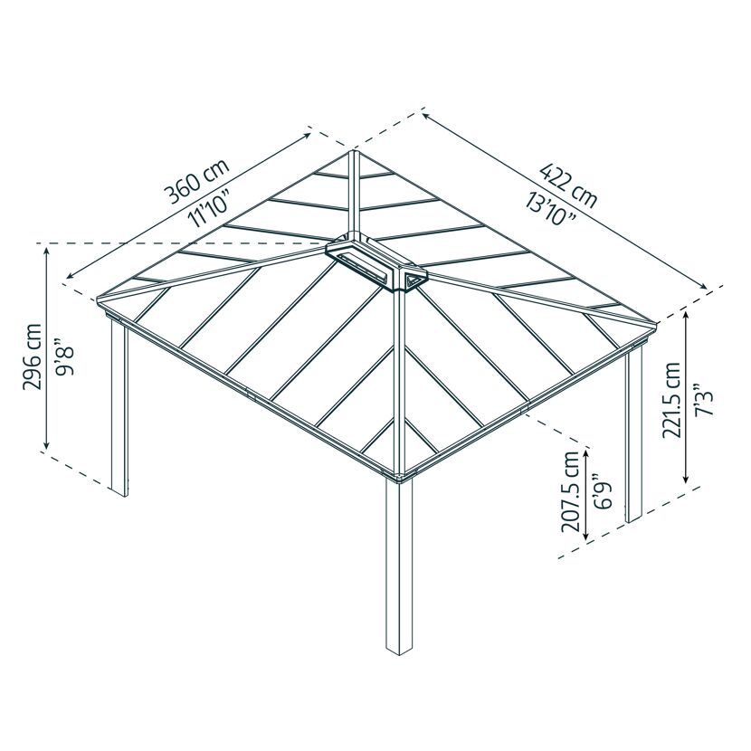 Pavillon 'Dallas' anthrazit 360 x 422 cm Polycarbonat grau