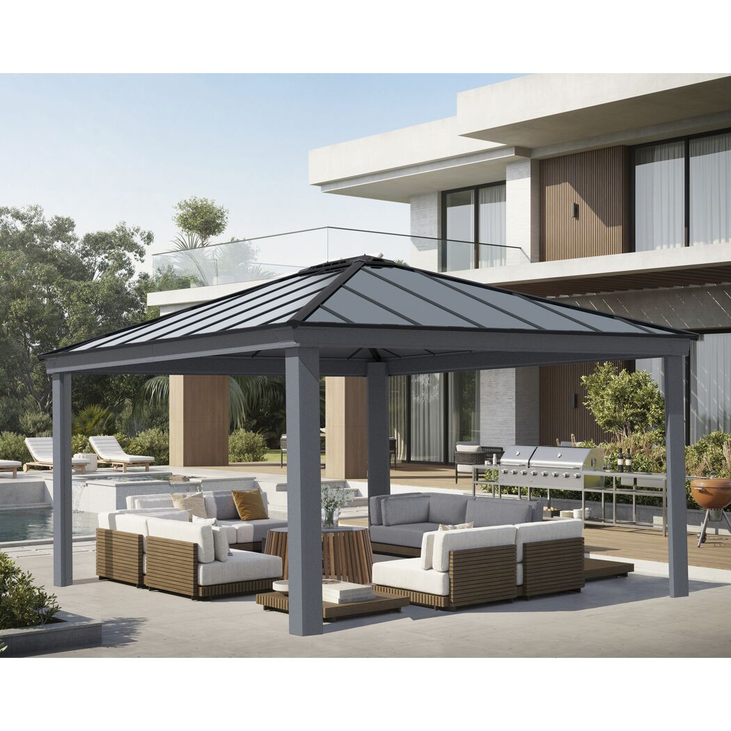 Pavillon 'Dallas' anthrazit 422 x 483 cm Polycarbonat grau