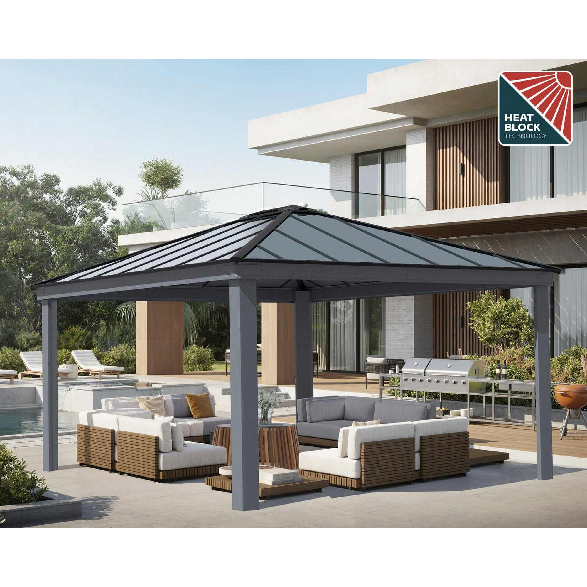 Pavillon 'Dallas' anthrazit 422 x 483 cm Polycarbonat grau