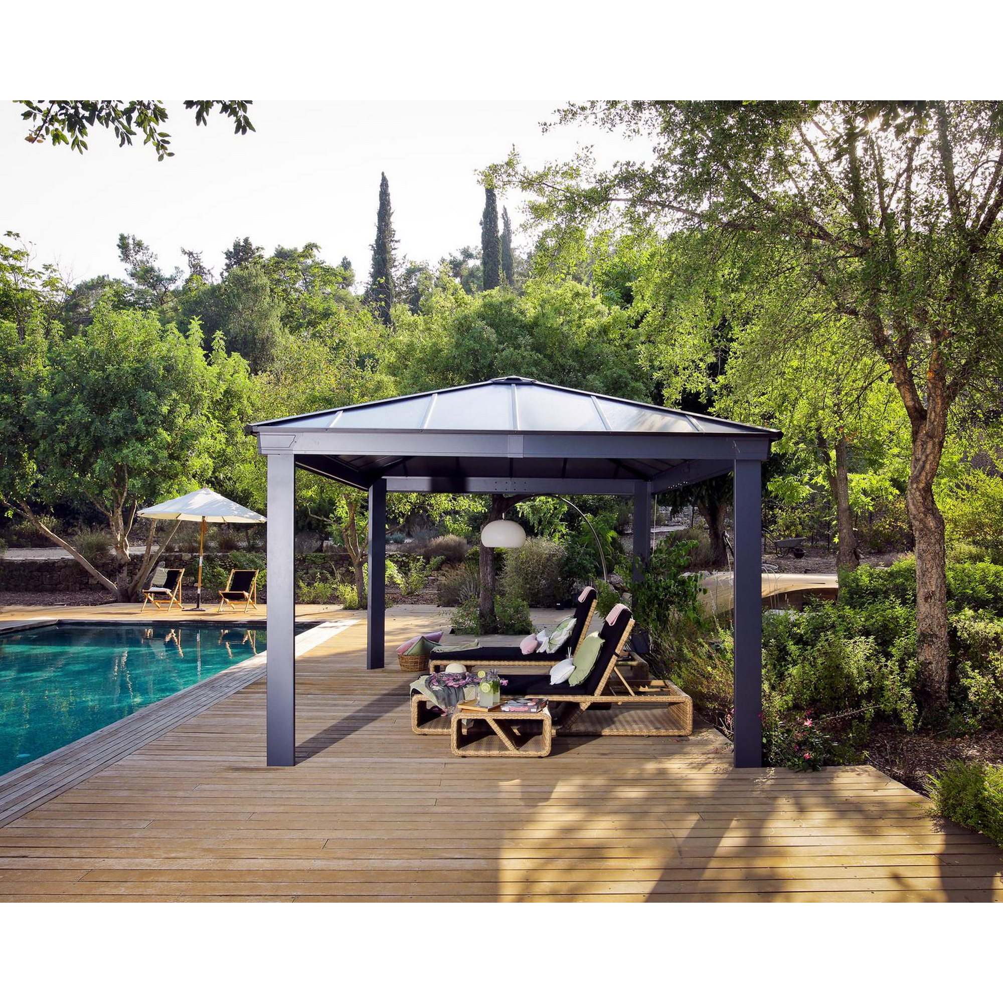 Pavillon 'Dallas' anthrazit 360 x 483 cm Polycarbonat grau