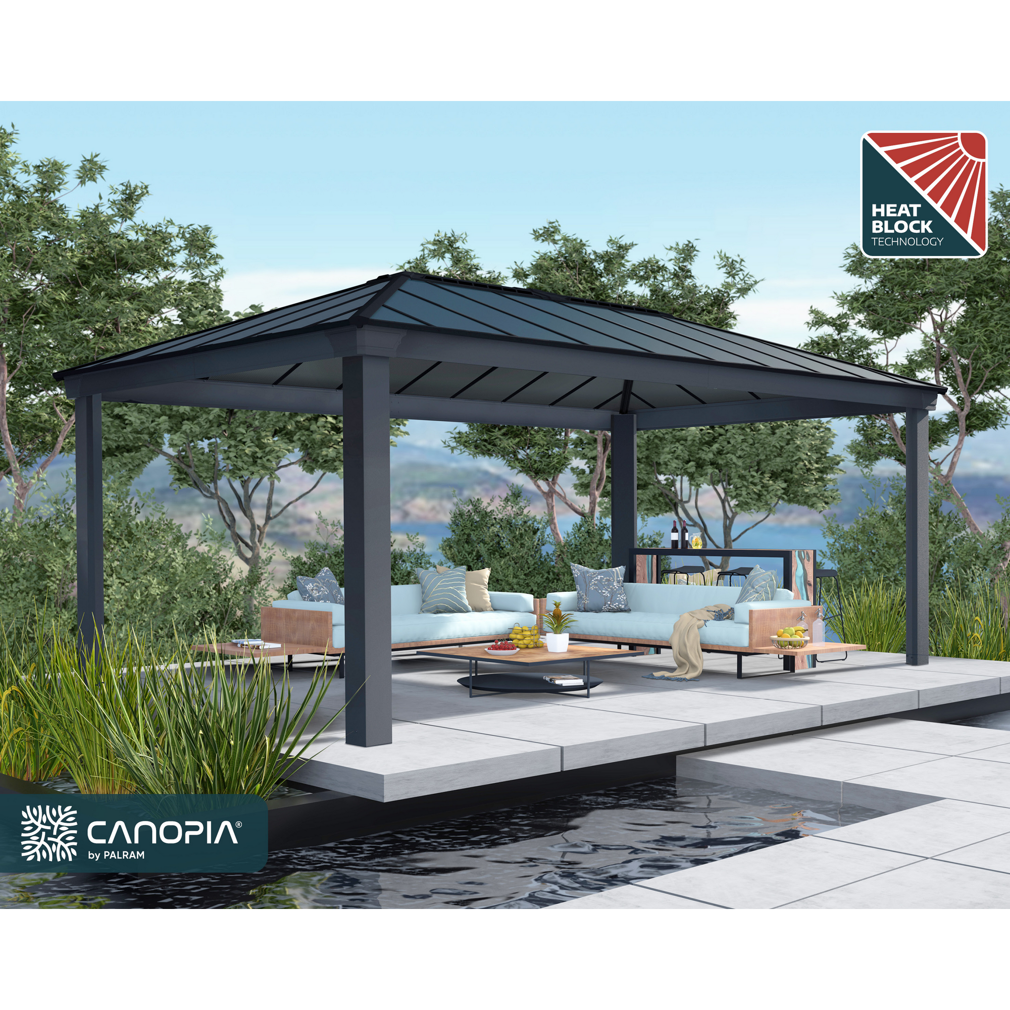 Pavillon 'Dallas' anthrazit 360 x 607 cm Polycarbonat grau