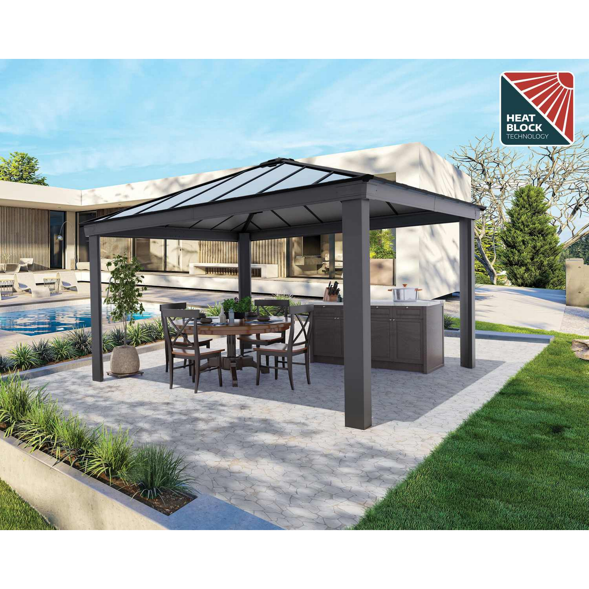 Pavillon 'Dallas' anthrazit 422 x 422 cm Polycarbonat grau