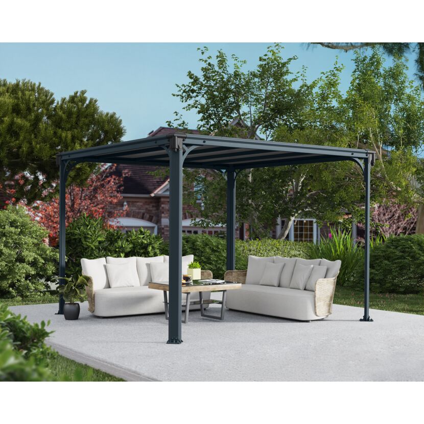 Pavillon 'Milano' anthrazit 309 x 309 cm Polycarbonat grau