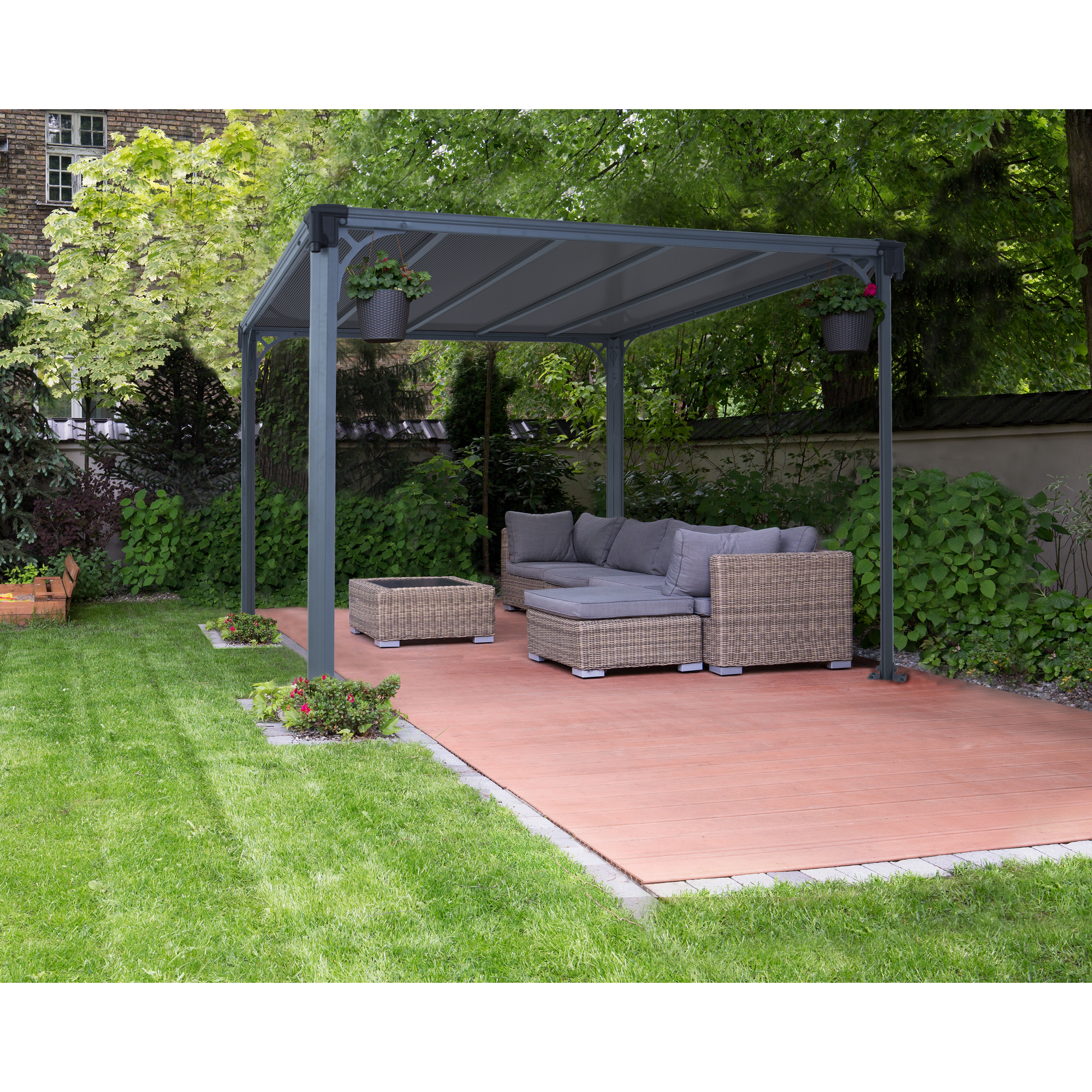 Pavillon 'Milano' anthrazit 309 x 309 cm Polycarbonat grau