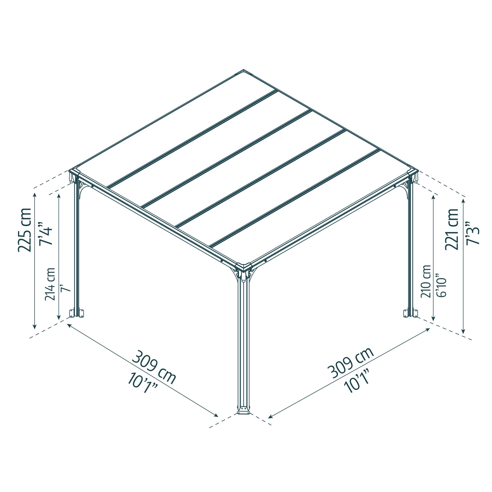 Pavillon 'Milano' anthrazit 309 x 309 cm Polycarbonat grau