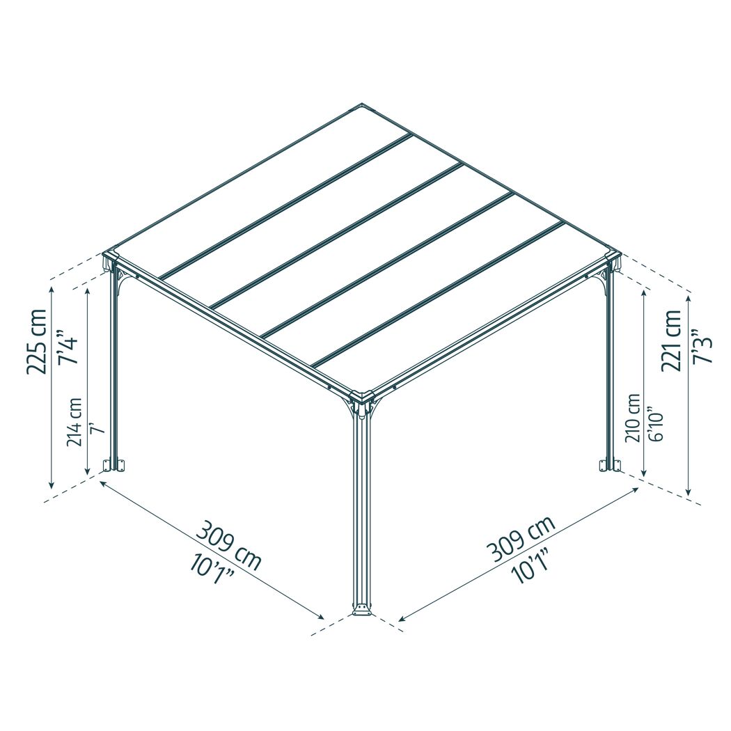 Pavillon 'Milano' anthrazit 309 x 309 cm Polycarbonat grau