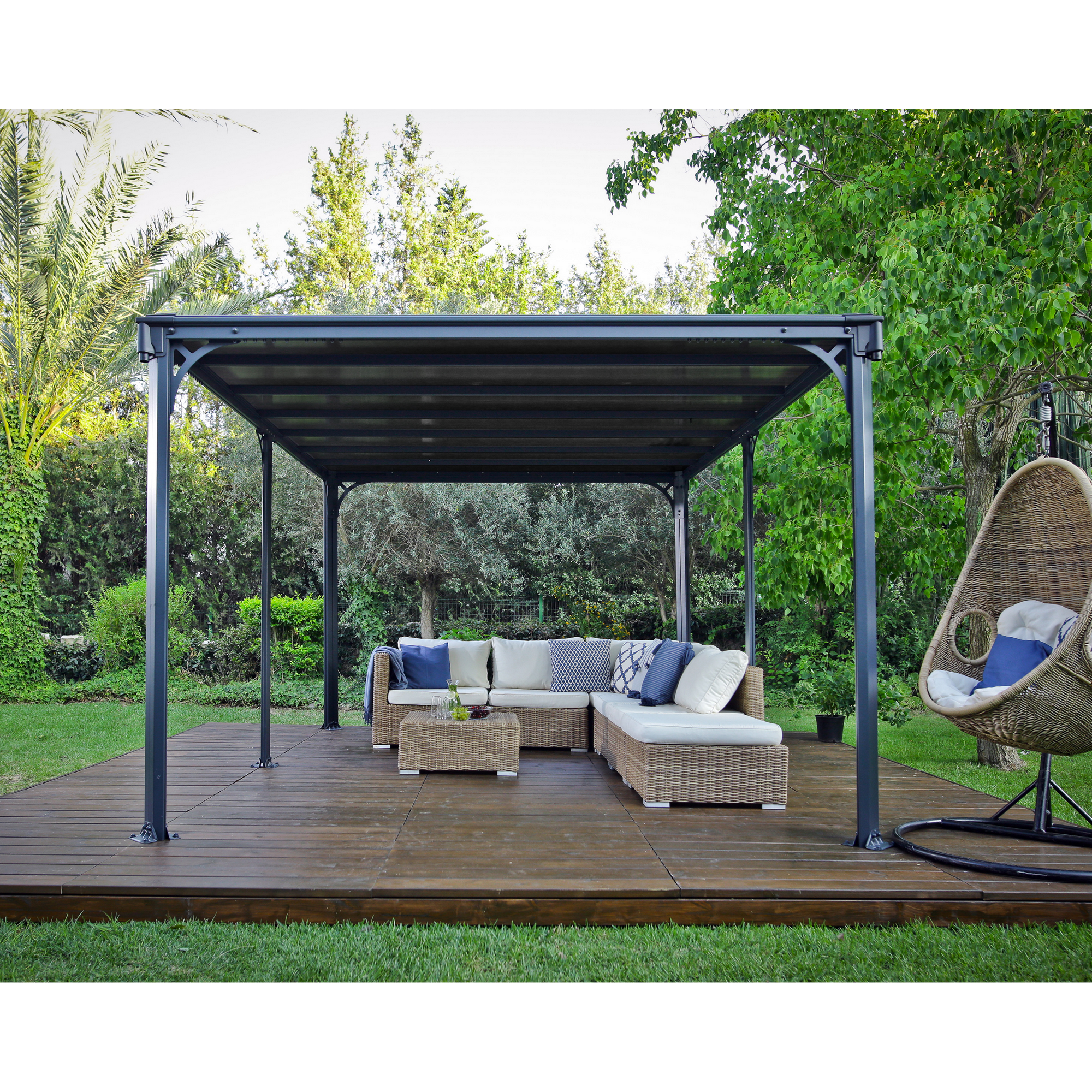 Pavillon 'Milano' anthrazit 309 x 426 cm Polycarbonat grau