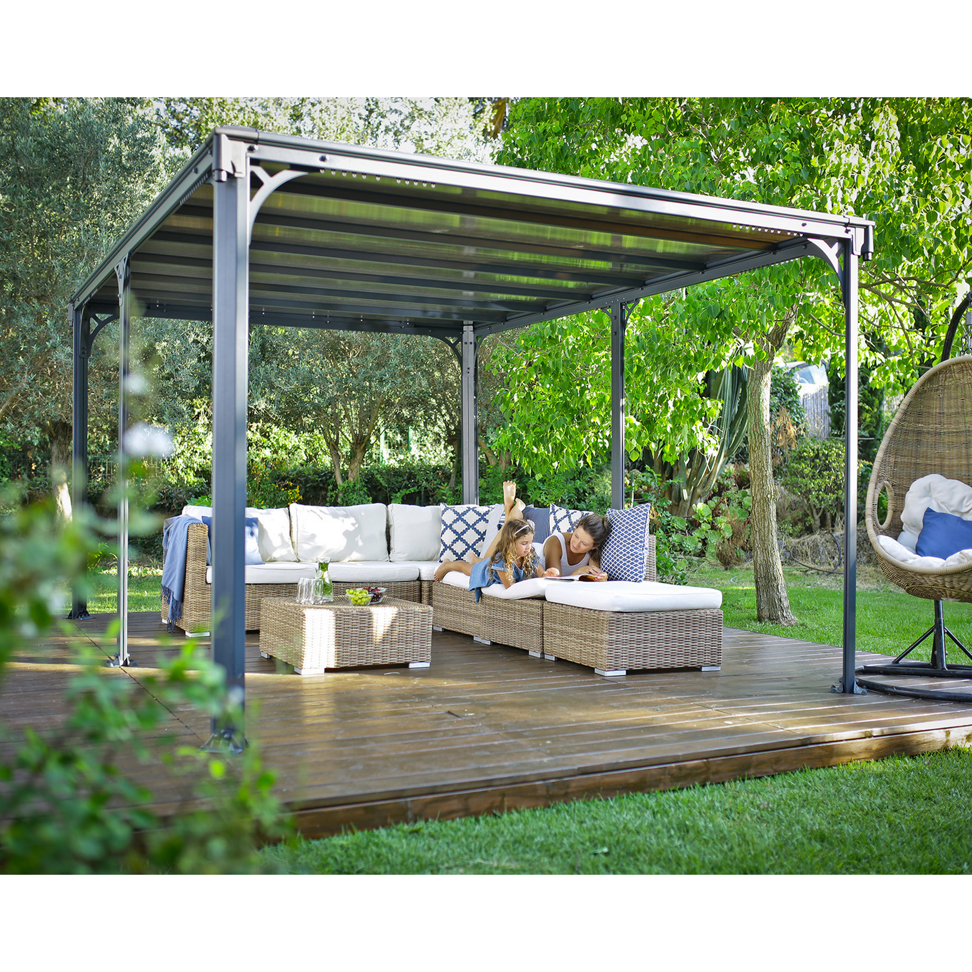 Pavillon 'Milano' anthrazit 309 x 426 cm Polycarbonat grau