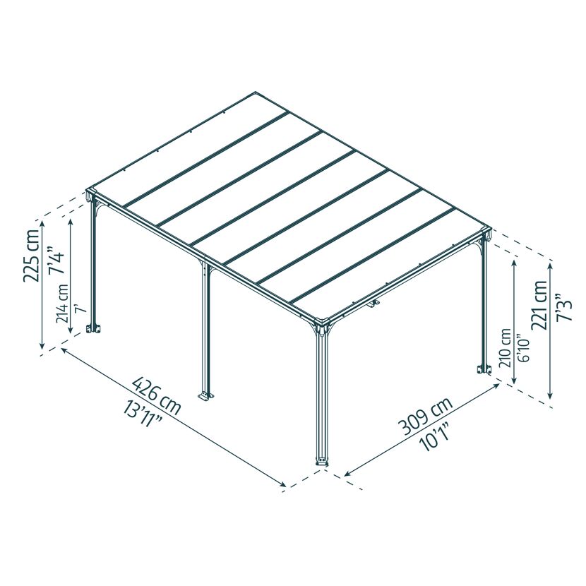 Pavillon 'Milano' anthrazit 309 x 426 cm Polycarbonat grau