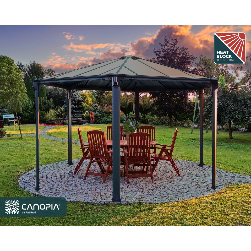 Pavillon 'Monaco' anthrazit 390 x 450 cm Polycarbonat grau