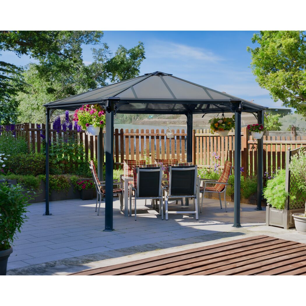 Pavillon 'Monaco' anthrazit 390 x 450 cm Polycarbonat grau