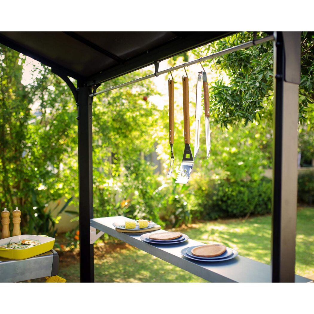Grillpavillon 'Austin' schwarz 240 x 181 cm Polycarbonat grau
