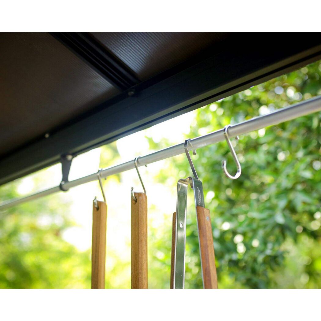 Grillpavillon 'Austin' schwarz 240 x 181 cm Polycarbonat grau