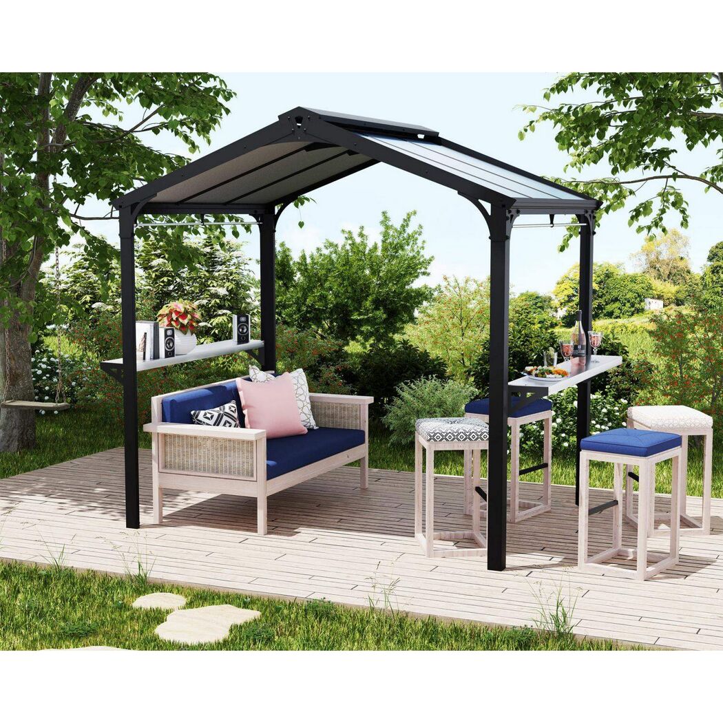 Grillpavillon 'Austin' schwarz 240 x 181 cm Polycarbonat grau