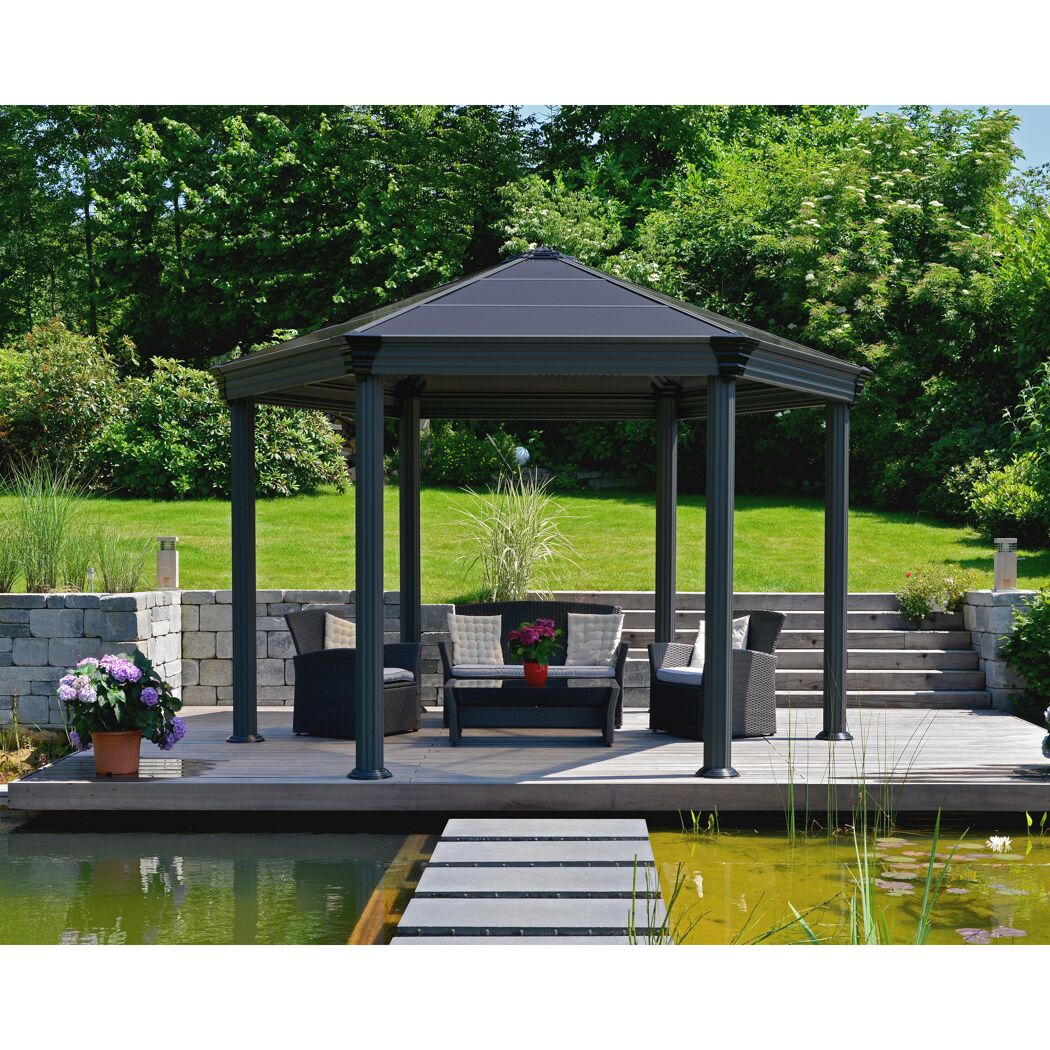 Pavillon 'Roma' anthrazit 359 x 415 cm Polycarbonat grau