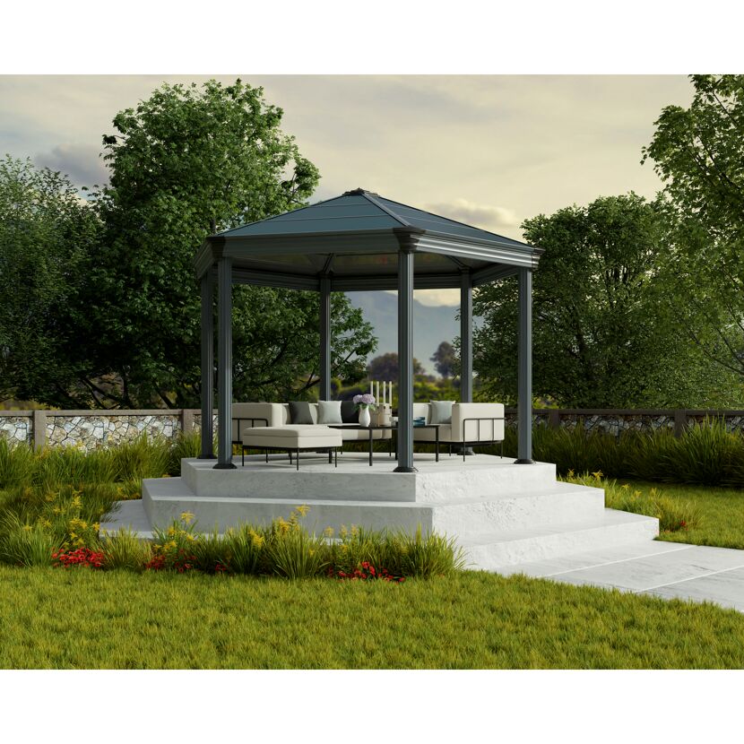 Pavillon 'Roma' anthrazit 359 x 415 cm Polycarbonat grau