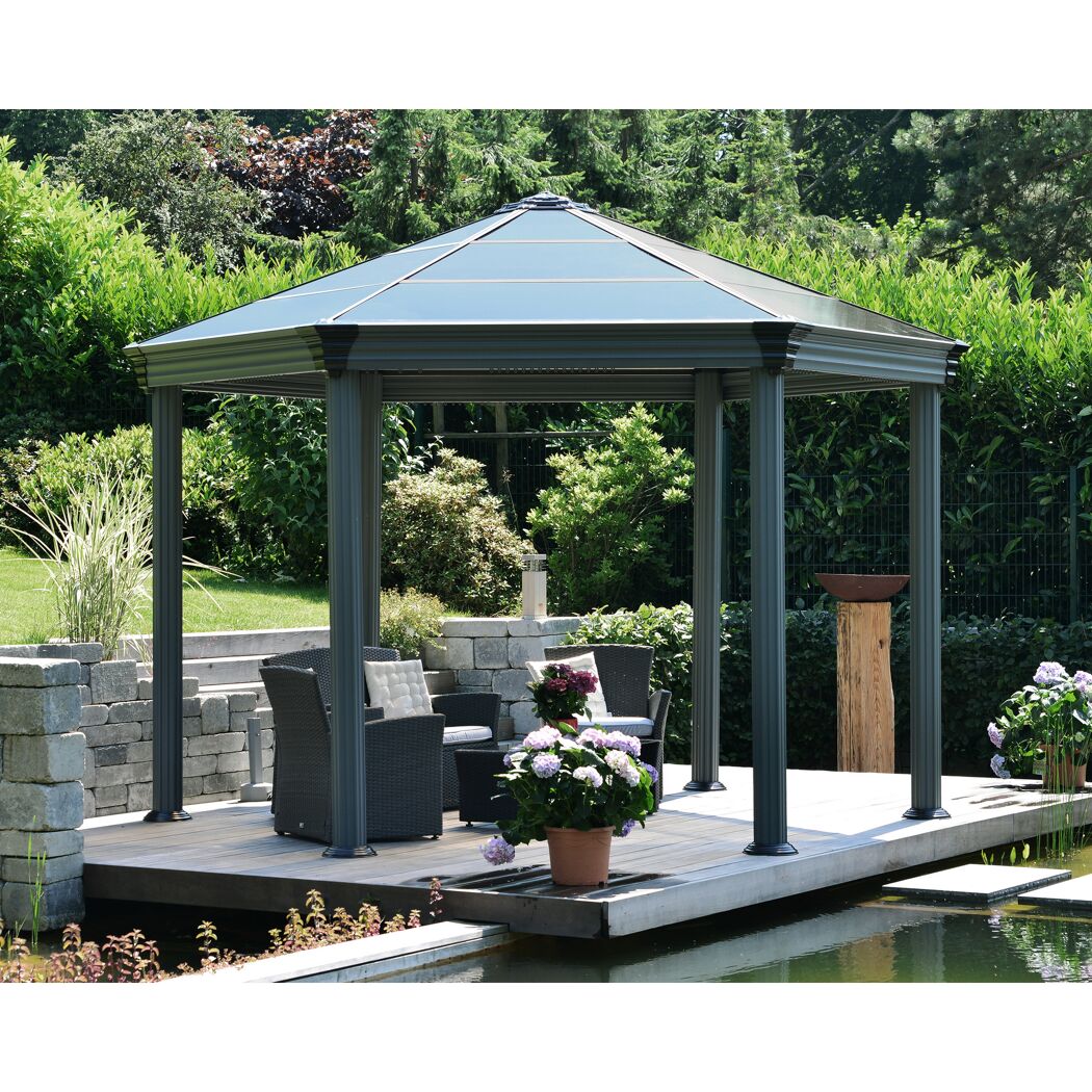 Pavillon 'Roma' anthrazit 359 x 415 cm Polycarbonat grau