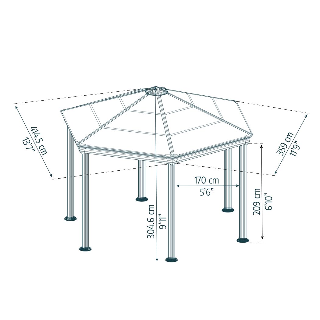 Pavillon 'Roma' anthrazit 359 x 415 cm Polycarbonat grau