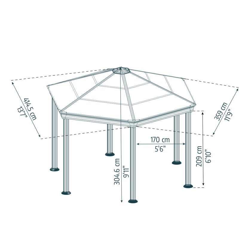 Pavillon 'Roma' anthrazit 359 x 415 cm Polycarbonat grau