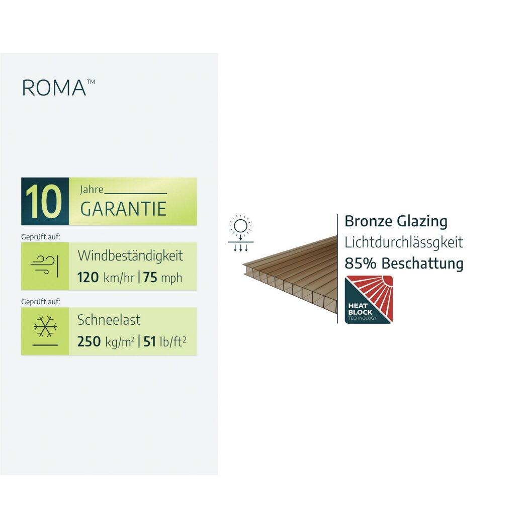 Pavillon 'Roma' anthrazit 359 x 415 cm Polycarbonat grau